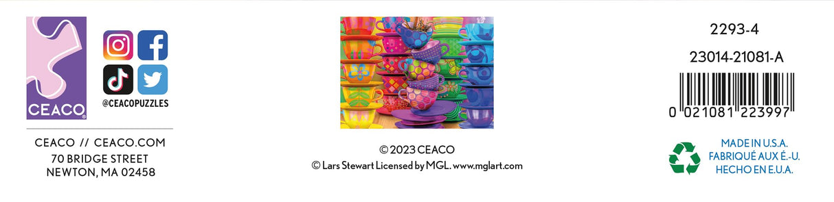 Ceaco – Rainbow Teacups - 300 Piece Jigsaw Space Saver Puzzle – Puzzles for Smaller Spaces and Surfaces Ceaco