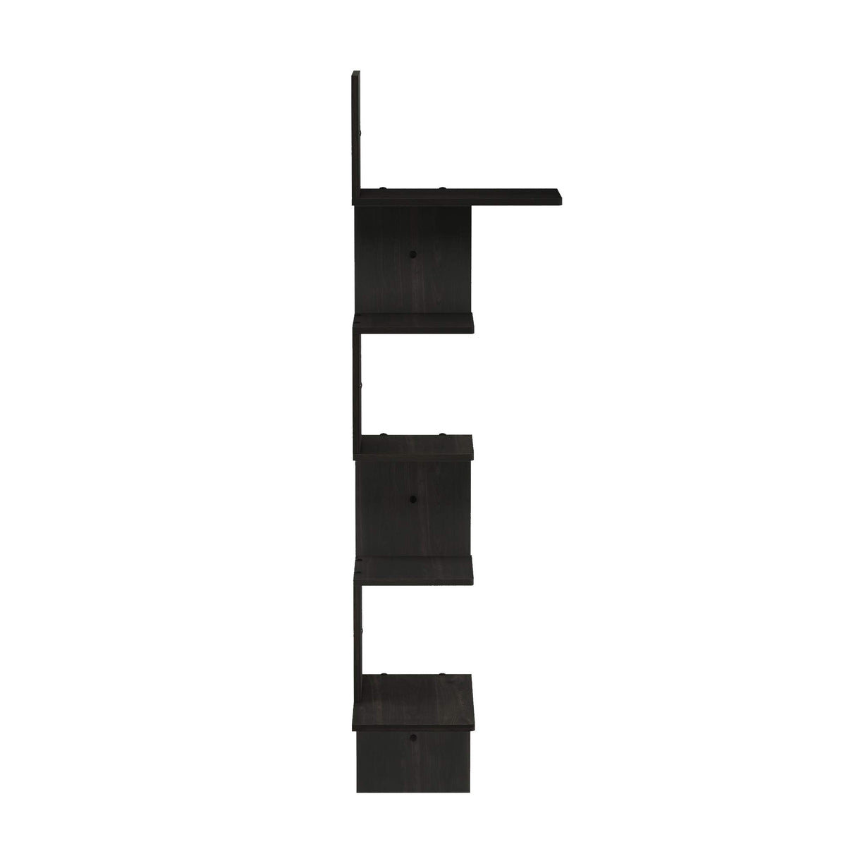 Furinno Rossi Wall Mounted Shelves, 5-Tier Rectangle, Espresso/Black Furinno
