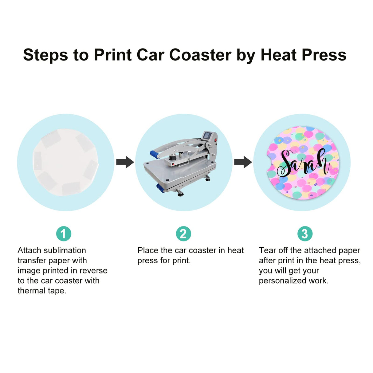 HUMNIC 10pcs Sublimation Blanks 2.6 Inch Ceramic Stone Car Cup Coasters with A Finger Notch for Easy Removal,Sublimation Blank Car Coaster,White Sandstone Car Coaster Sublimation Blanks HUMNIC