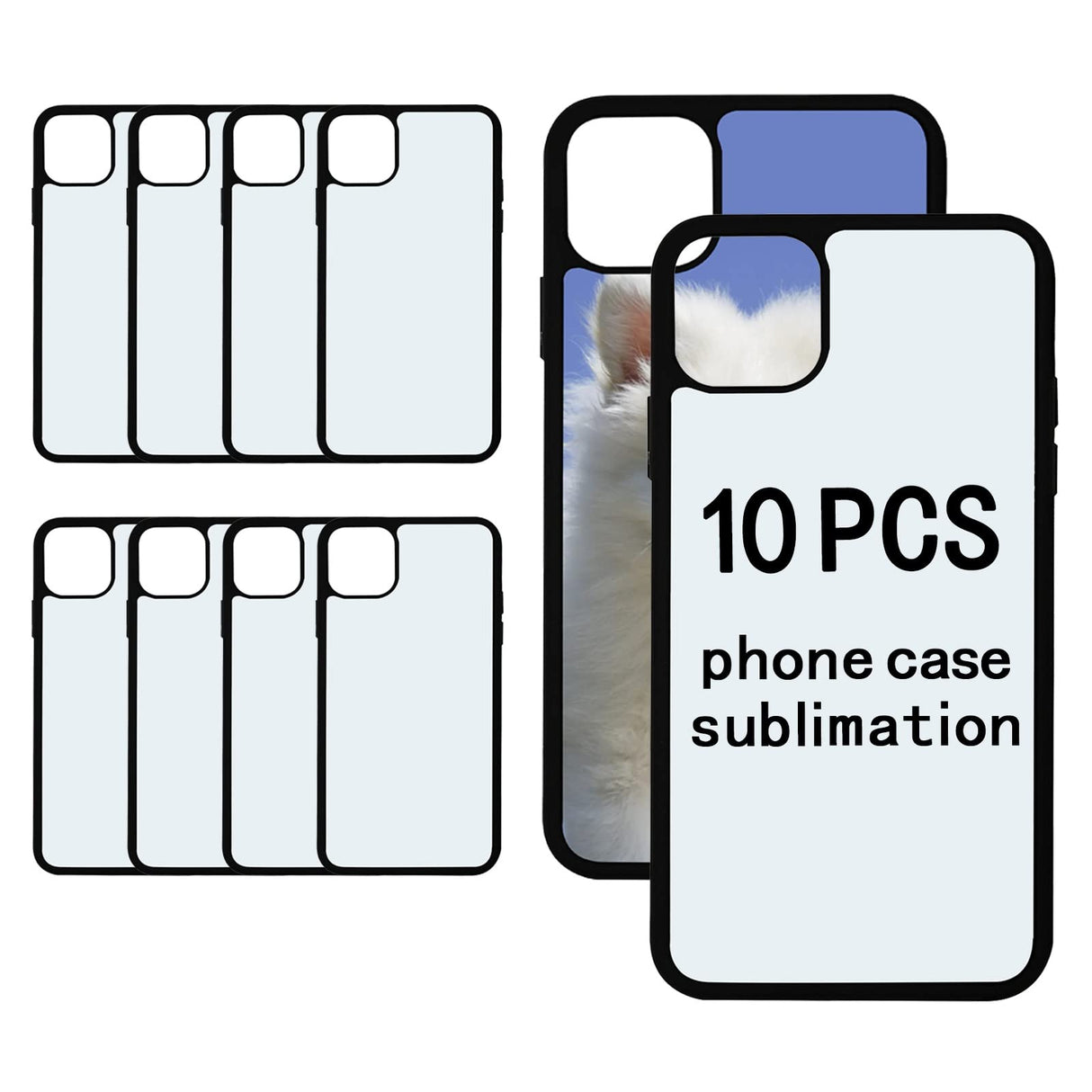 OKBA 10 PCS Sublimation Blank Phone Case for iPhone 14 Pro Max 6.7 Inch,Matte Black Soft Rubber Protective Shockproof Blanks Case OKBA
