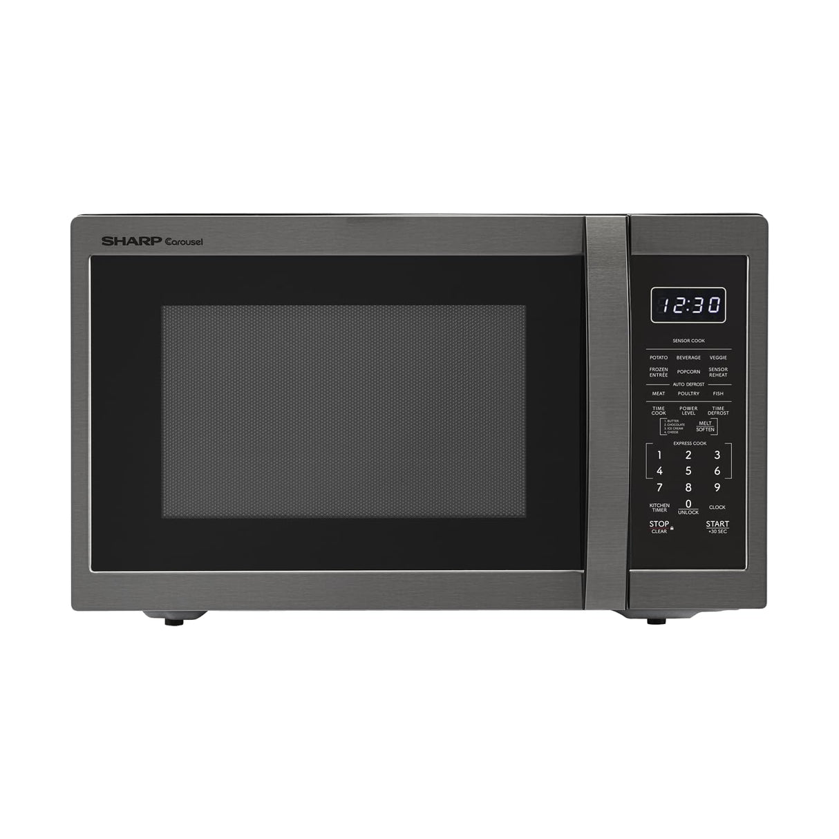 SHARP SMC1452KH ZSMC1452CH 1,100 Watt Countertop Microwave Oven, Cubic Foot, Black Stainless Steel, 1.4 CuFt Sharp