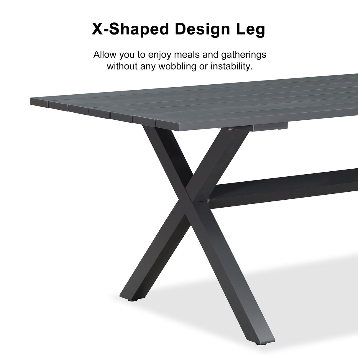 PURPLE LEAF 5 Pieces Outdoor Dining Set All-Weather PE Rattan Outdoor Patio Furniture Set with All Aluminum Frame Rectangular Table and Chairs Set for Lawn Garden Backyard Deck, Grey PURPLE LEAF