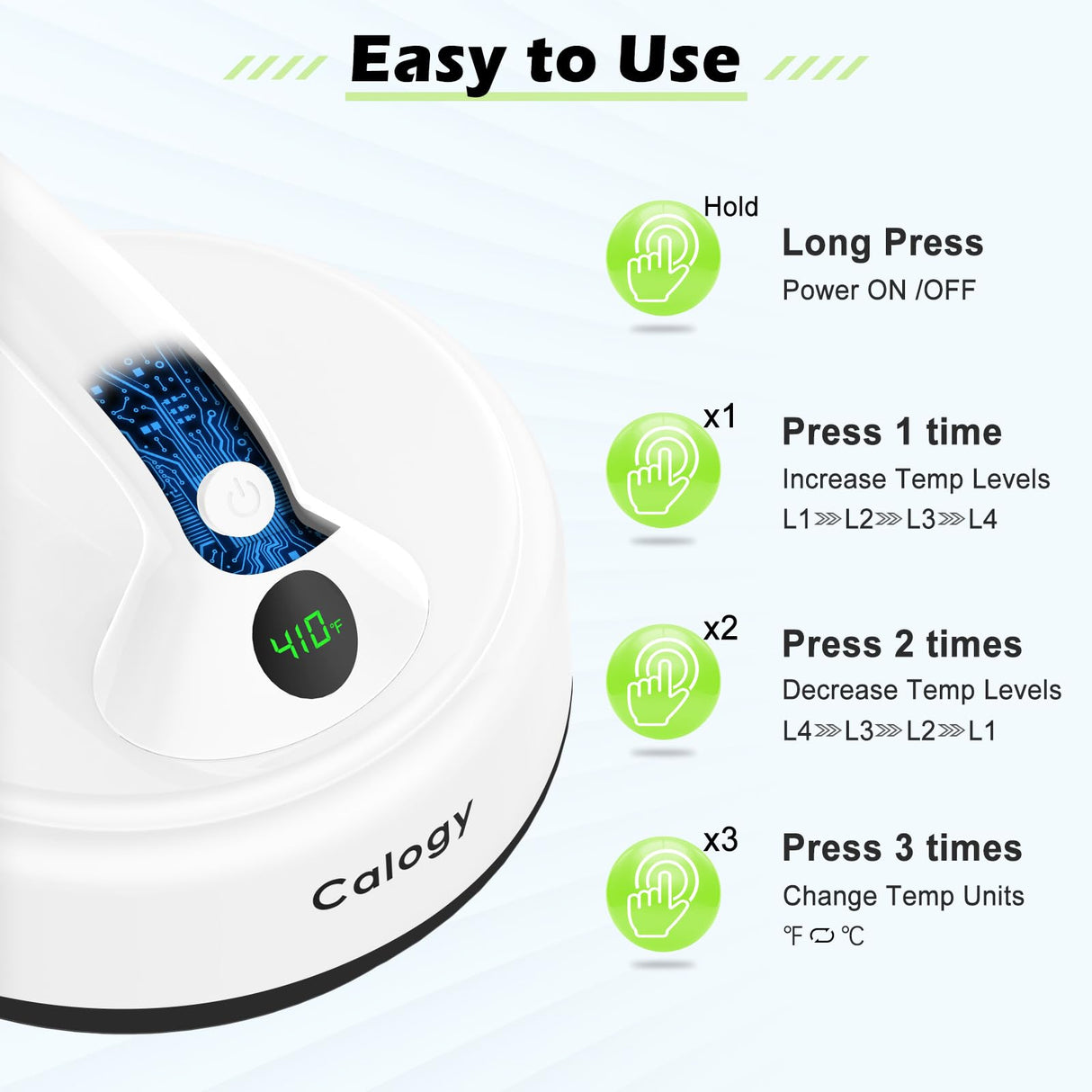 Calogy Mini Heat Press, 5" Diameter Round Heat Press Machine for T-Shirt Portable, 4 Levels Temp Max 410℉, Small Iron for Crafts, Coaster, Bag, Pillow, Ceramic, Sublimation Ink Vinyl Transfer (White) Calogy