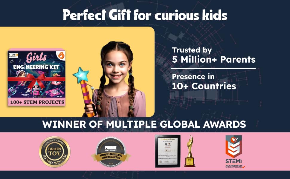 ButterflyEdufields 100+ STEM Projects | Girls Mini Engineering Kit for Ages 8 10 12 15 Years | Ultimate DIY Science Experiments for Kids | Educational Engineering Toys Best Birthday Gift idea Butterfly EduFields