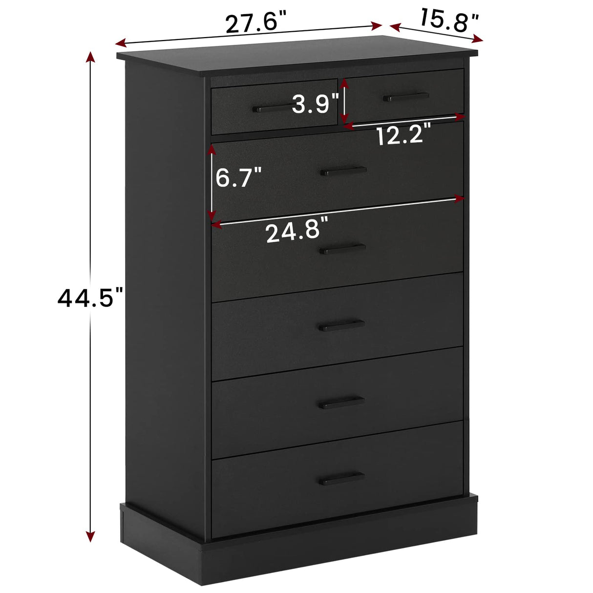 Hasuit Black Dresser for Bedroom, Tall 7 Drawer Dresser with Sturdy Base, Wood Storage Tower Clothes Organizer, Large Storage Cabinet, Chest of 7 Drawers for Closet, Living Room, Hallway Hasuit