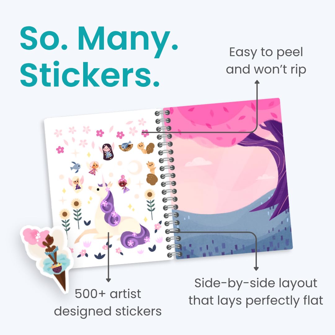 Princess Sticker Book Activity for Kids, A Magical World by Cupkin, Toddler Airplane Travel Essentials, 500+ Stickers for Kids 12 Scenes + Coloring Book Pages, Princess Gift, Crafts Ages 2-8 CUPKIN