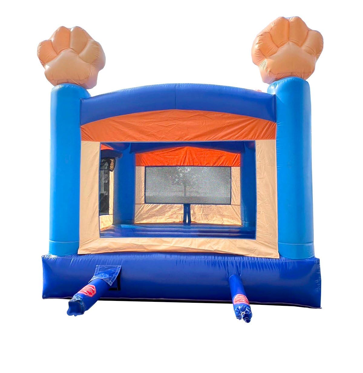 Crossover Inflatable Bounce House, Blue Puppy Dog, 13 x 12 x 14.5 Foot, Outdoor Playhouse for Kids Outdoor Commercial Bouncer Castle with Basketball Hoop, Blower, Stakes, & Storage Bag Pogo Bounce House