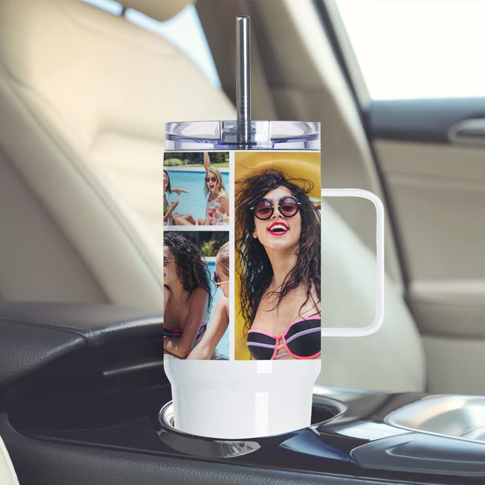 PYD Life Sublimation Tumblers Blanks with Handle 30 OZ White Coffee Mugs Insulated Reusable Travel Cups with Leakproof Lid and Stainless Straw for Tumbler Heat Press 4 Pack PYD Life