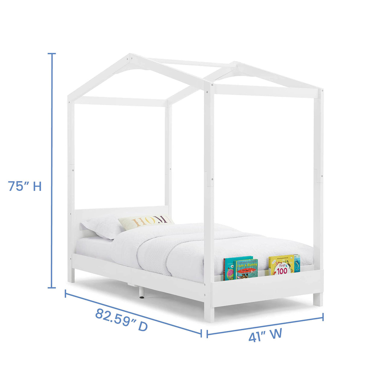 Delta Children Poppy House Wood Twin Bed, Platform Bed - No Box Spring Needed, Bianca White Delta Children