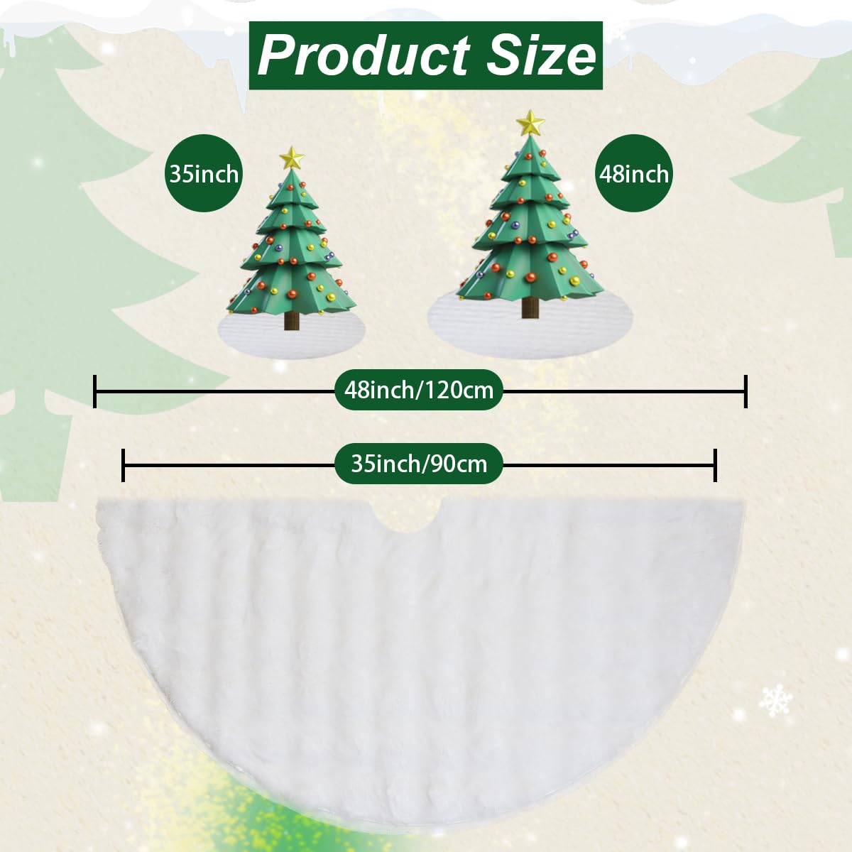 48 Inch Rabbit Fur Christmas Tree Skirt White Plush Skirt for Merry Christmas Party Christmas Tree Decoration Xnipicg