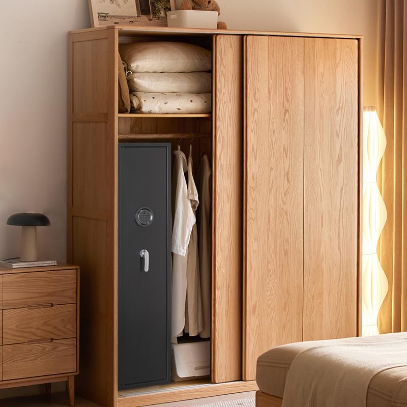 SHICHI 4-6 Gun Safe, Long Rifle Safe with Dual Alarm System, Biometric Quick Access Heavy-Duty Gun Cabinet, Shotgun Safe with Removable Shelf for Home, No Assembly Required, Fingerprint Lock SHICHI