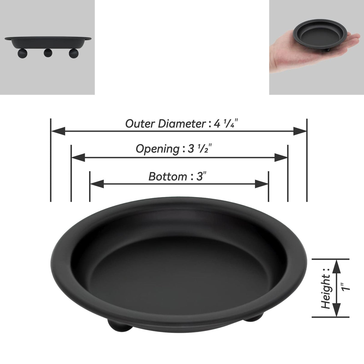 Thindolex Matte Black Iron Candle Plate, Set of 2, Metal Saucer Style Candle Holder for Pillar/Scented/Flameless/Ball Candles, Decorative Candle Stand for Table Centerpiece Thindolex