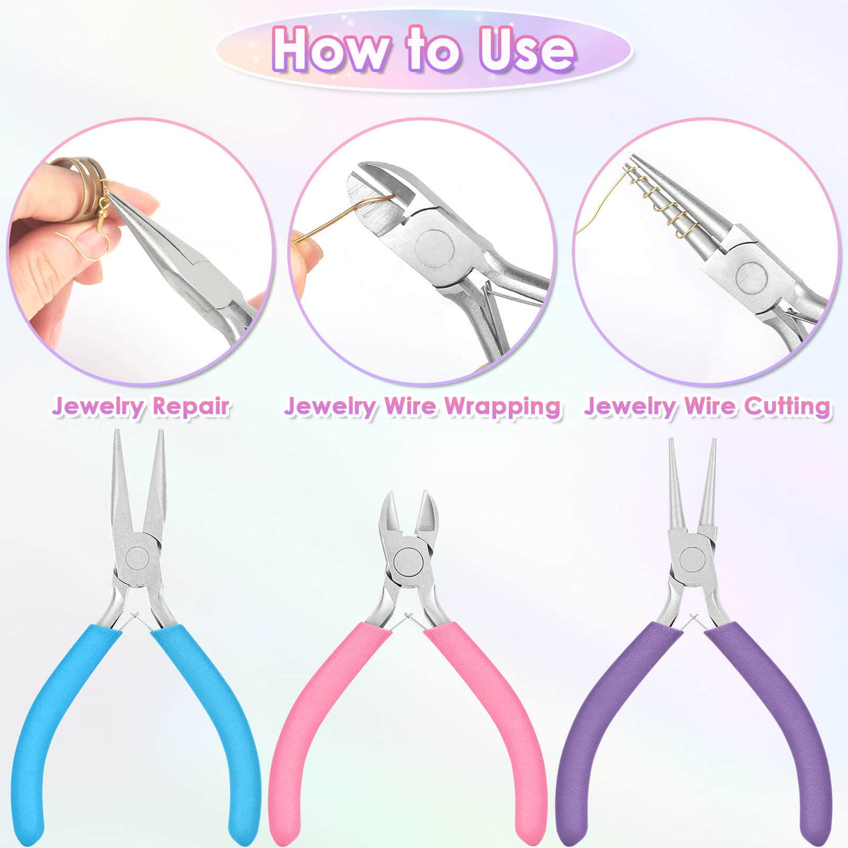 Jewelry Pliers Set - Needle Nose, Round Nose and Wire Cutters for Jewelry Making, Repair and Crafts shynek