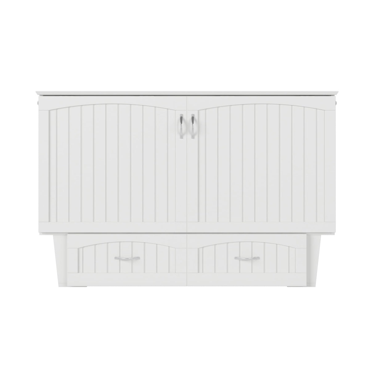 AFI, Nantucket Queen Murphy Bed Chest with Mattress, Storage Drawer and Built-In USB Charger, White AFI
