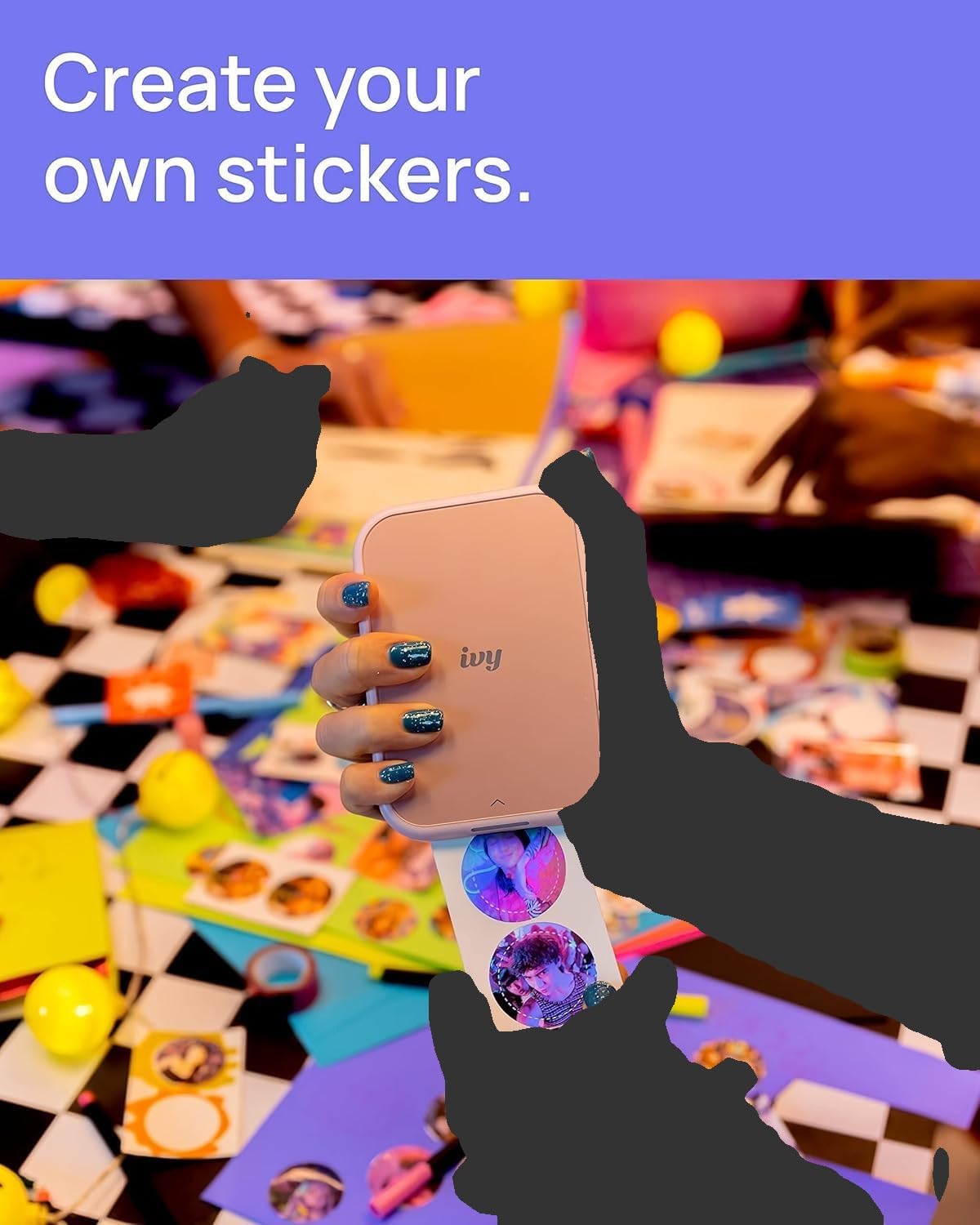 Canon Ivy 2 Mini Photo Printer (Pure White) - Bluetooth, Print from iOS & Android Devices, Bundle Incl. 110 Zink Sticky-Back Prints, LED Light Bar, Protective Case, and USB Cable Canon