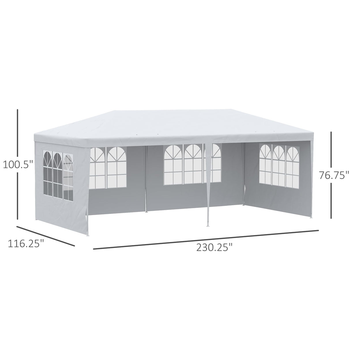 Outsunny 20' x 10' Large Party Tent, Events Shelter Canopy Gazebo with 4 Removable Side Walls, Shade Shelter for Weddings, Picnic, White Outsunny