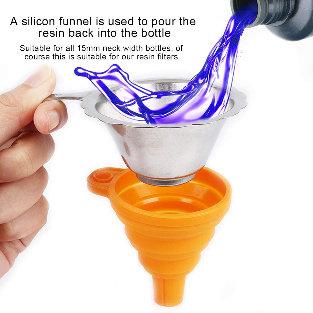 ASHATA 3D Printer Resin Filter,3D Printer Accessories Photosensitive Resin Filter Funnel Combination Light Curing Consumable Filter,Resin Filter Cup+Silicon Funnel Disposable for 3D Printer ASHATA