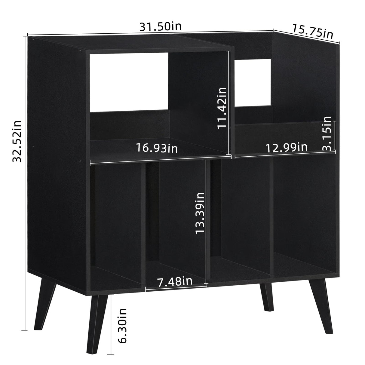 LELELINKY Large Record Player Stand, Turntable Stand with Storage, Vinyl Record Holder with Display Area, Record Player Table Holds Up to 300 Albums, Record Stand for Music room Living Room-Reto Black LELELINKY