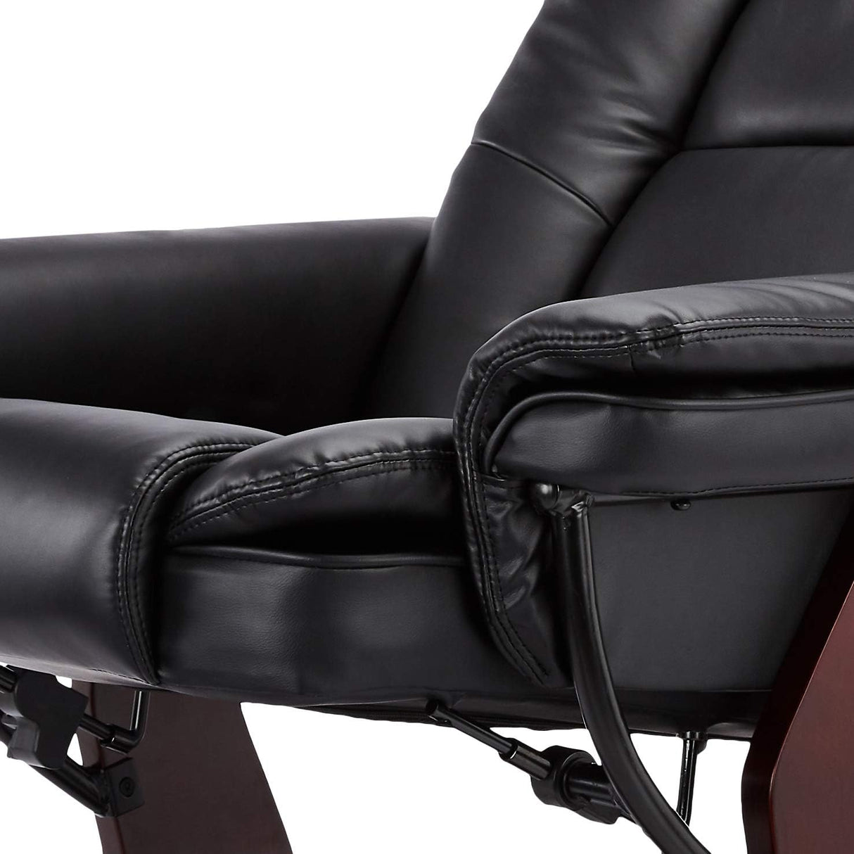JC Home Argus Swivel Recliner with Ottoman, PU Leather & Wood Base Reclining Chair with Footrest, Ultra-Plush Double Foam for Living Room, Bedroom and Office JC Home
