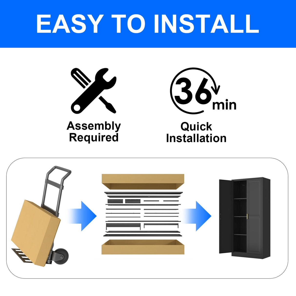 Polup 60 Inch Tall Pantry Cabinet, Metal Kitchen Storage Cabinet with Doors and Shelves, Black Cupboard for Food Storage, Freestanding Cabinet for Living Room, Dining Room - Assembly Required Polup