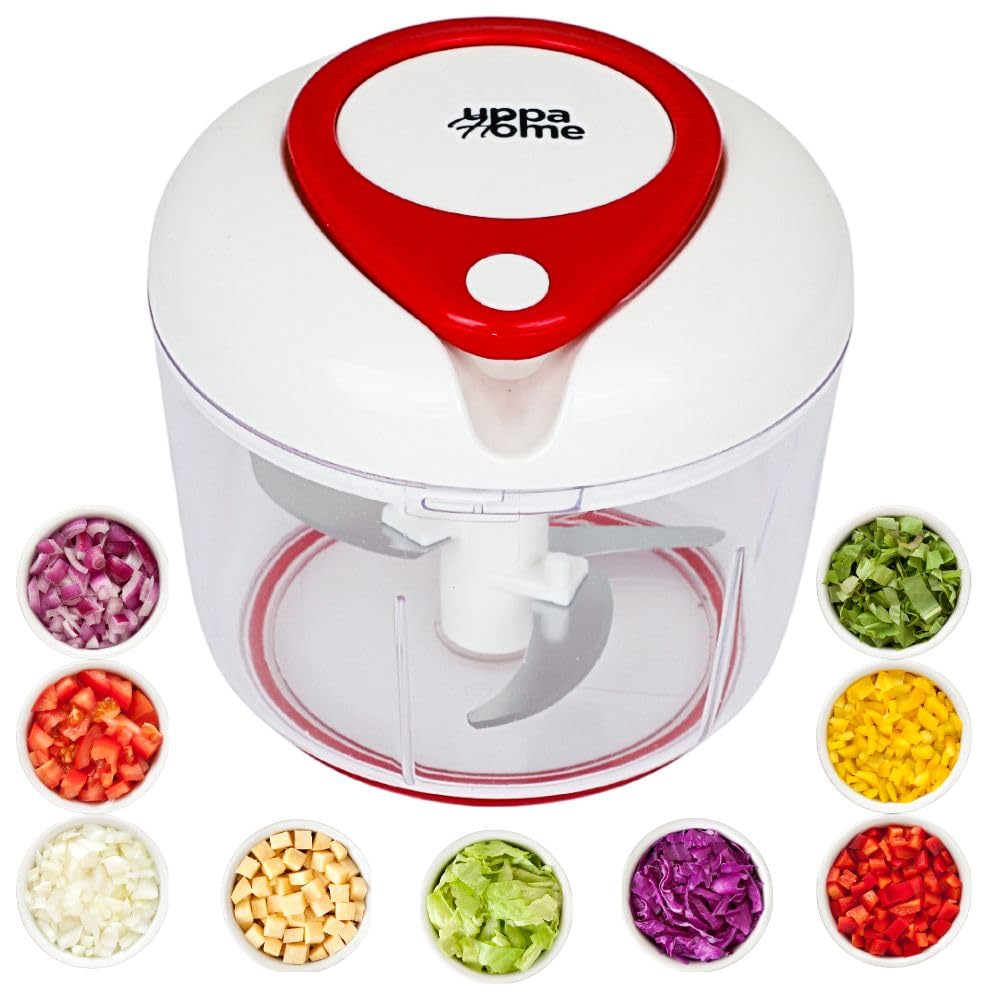 Easy String Pull Food Chopper | Manual Food Processor for Chopping, Dicing, and Mixing | Compact, Portable, and BPA-Free | Ideal for Vegetables, Nuts, Salsa, and Salad Uppahome