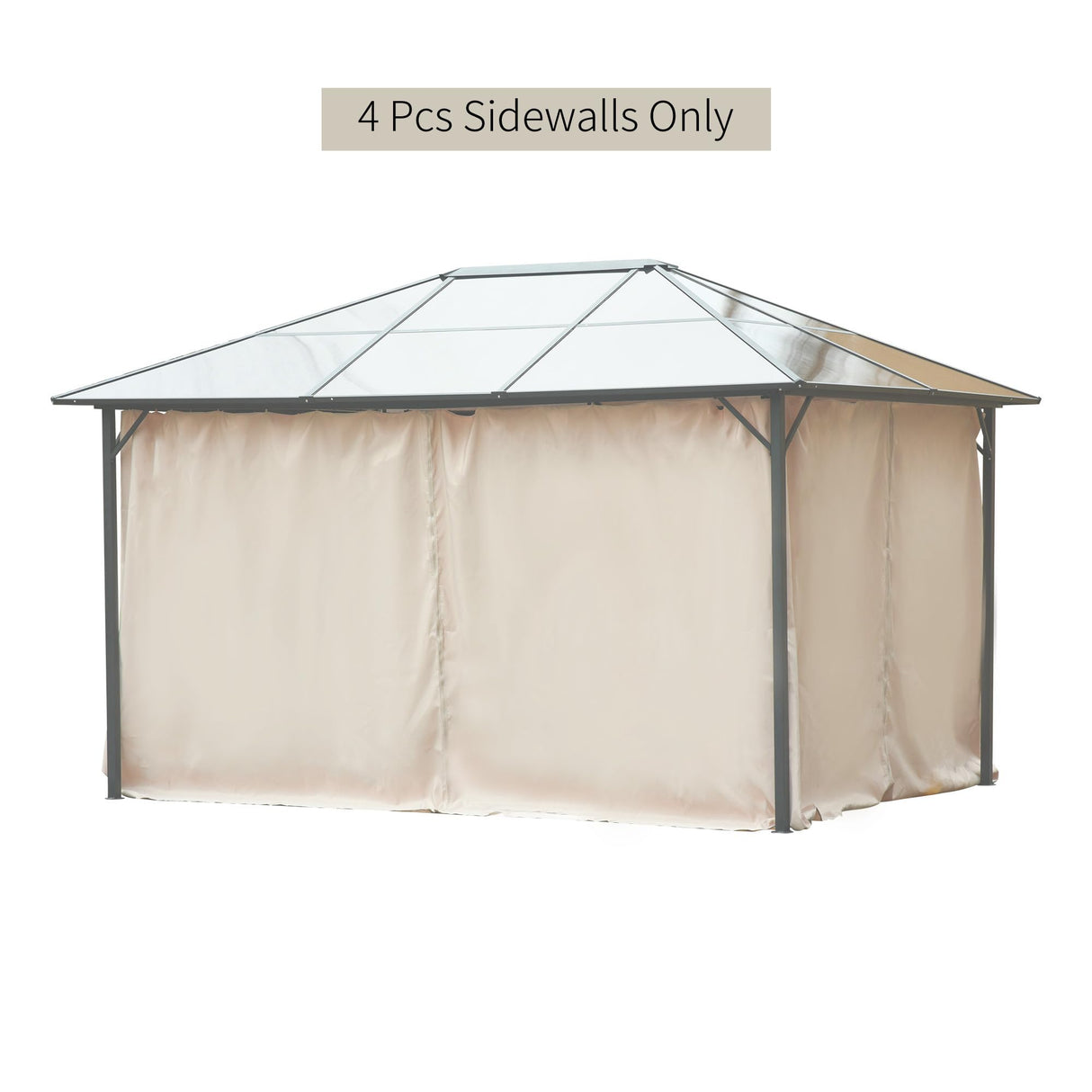 Outsunny 10' x 12' Universal Gazebo Sidewall Set with Panels, Hooks and C-Rings Included for Pergolas and Cabanas, Beige Outsunny