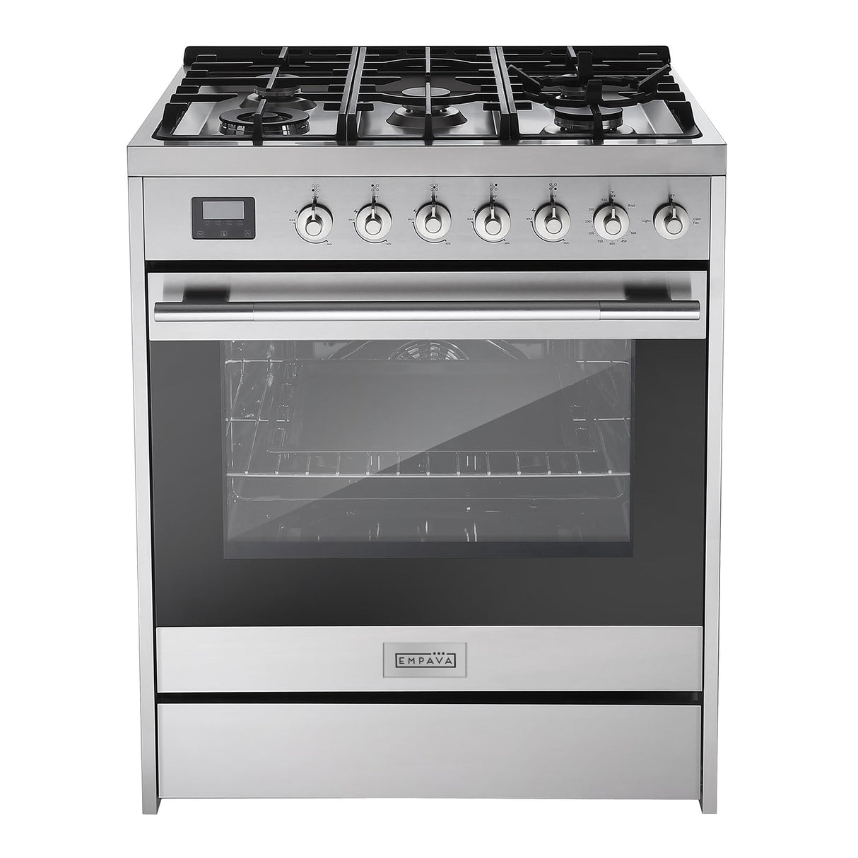 Empava Freestanding & Slide-In Gas Range, 5.0 Cu. Ft, Single Oven with 5 Sealed High-Low Burners & Touch Timer, Heavy Duty Continuous Grates in Stainless Steel, 30 Inch Empava