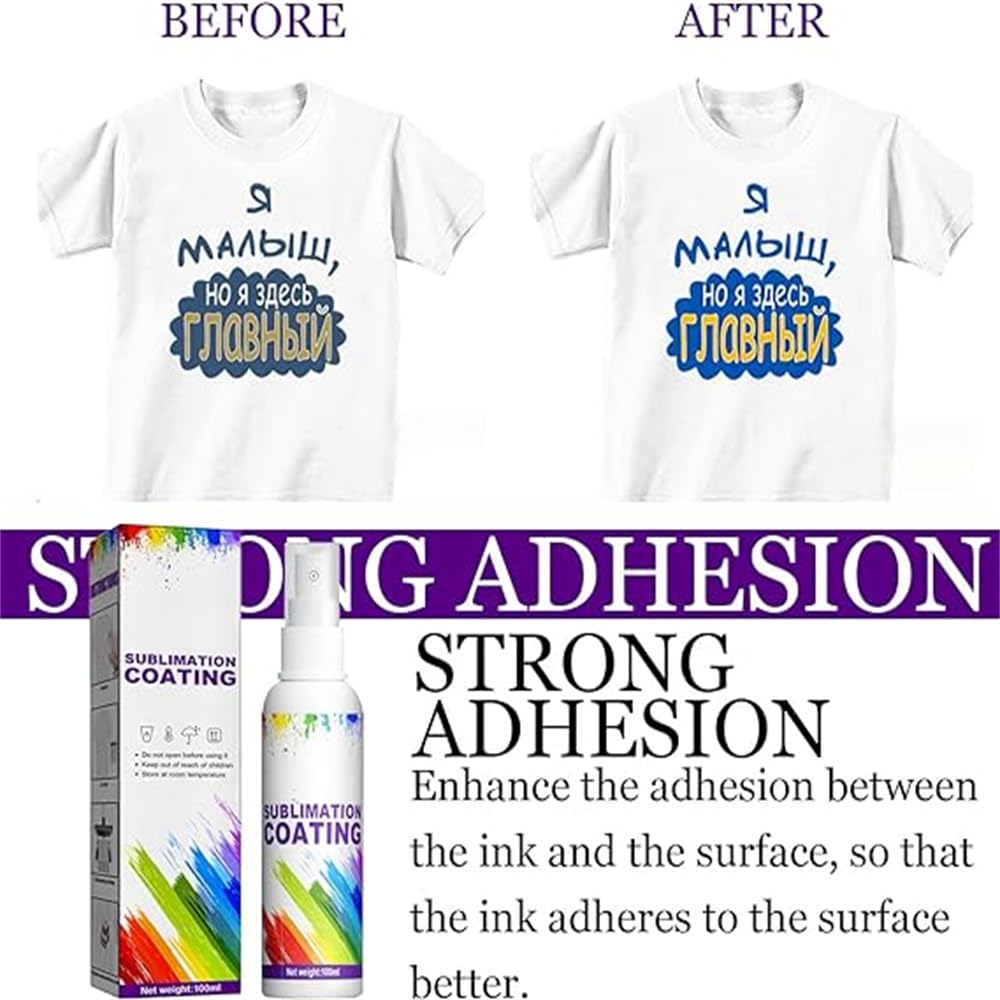 Sublimation coating spray,Sublimation Spray for Cotton Shirts, Quick Dry & Super Adhesion, for All Fabric Polyester T-shirts Carton Wood Canvas Handbag, CooBAA