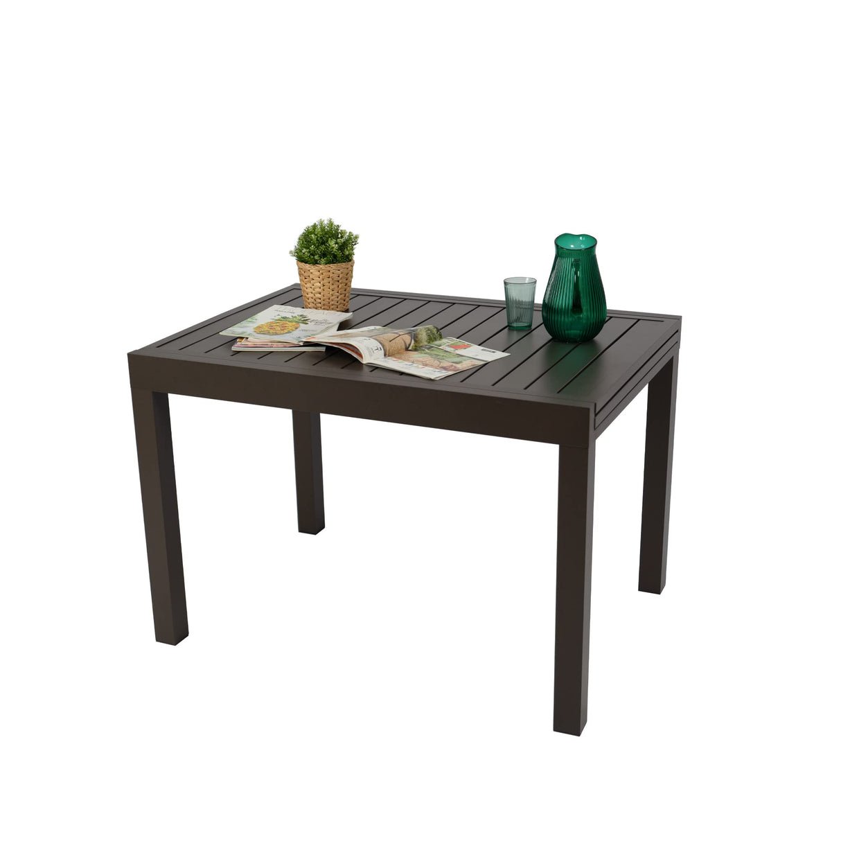 7 Piece Outdoor Patio Dining Set for 6 Person, 6 Pack Foldable Deck Chairs, 43"- 86" Villa Expandable Patio Dining Table Adjustable for Backyard, Porch, Deck, Garden Kozyard