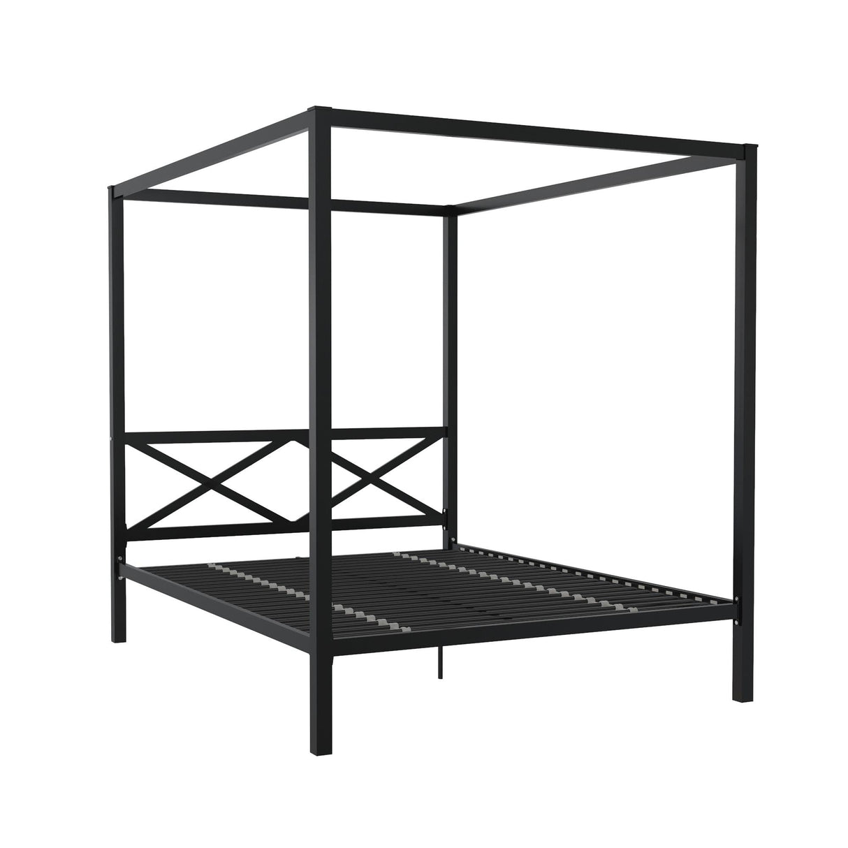 DHP Remna Metal Canopy Platform Bed Frame with Headboard, Queen. Black DHP