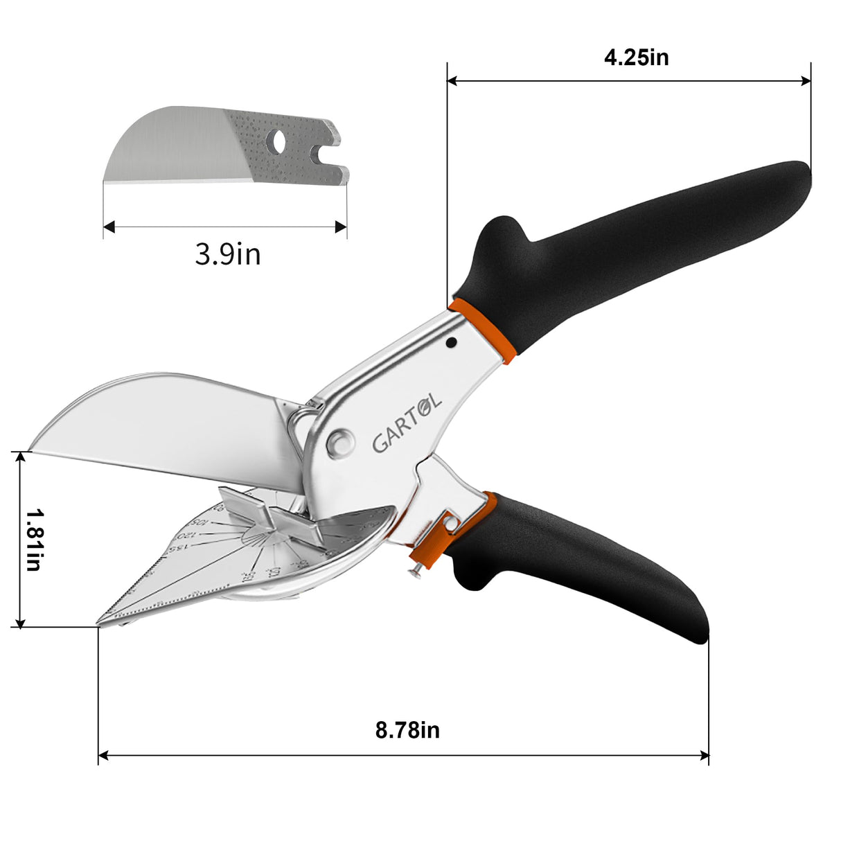 GARTOL Multifunctional Trunking/Miter Shears for Angular Cutting of Moulding and Trim, Adjustable at 45 To 135 Degree, Hand Tools for Cutting Soft Wood, Plastic, PVC, with Replacement blades GARTOL