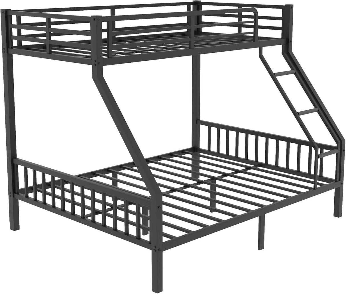 Twin XL Over Queen Bunk Beds for Adults and Teens, Heavy-Duty Metal Bunk Bed Frame with Ladder and Slats Support for Boys Girls,Space-Saving Design,Noise Reduced,Black MoproBeti