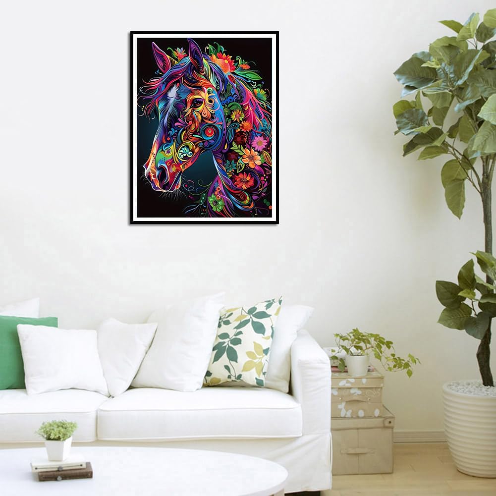 Horse Diamond Painting Kits for Adults Beginners - Horse Diamond Art Kits for Adults, Full Drill DIY 5D Diamond Painting Gem Art Crafts Kits for Home Wall Decor 12x16 in croshom