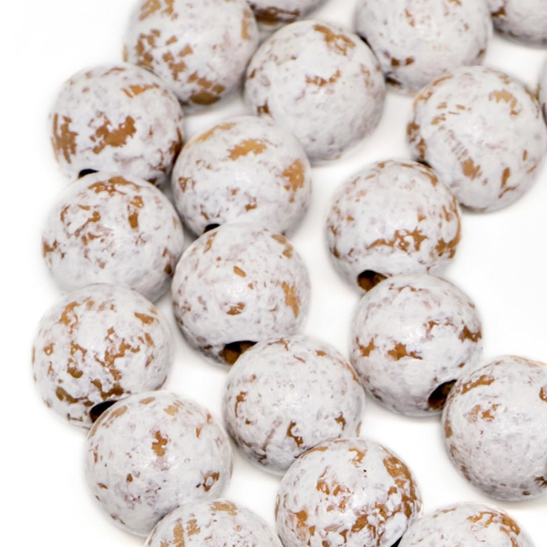 Farmhouse Wood Bead Garland Home Decor, Natural Wooden Garland for Tiered Tray, Decorative Tassel Garland for Tier Tray, Rustic Beads Centerpiece Boho Table Decor, Garland Beaded Accent White Washed MAINEVENT