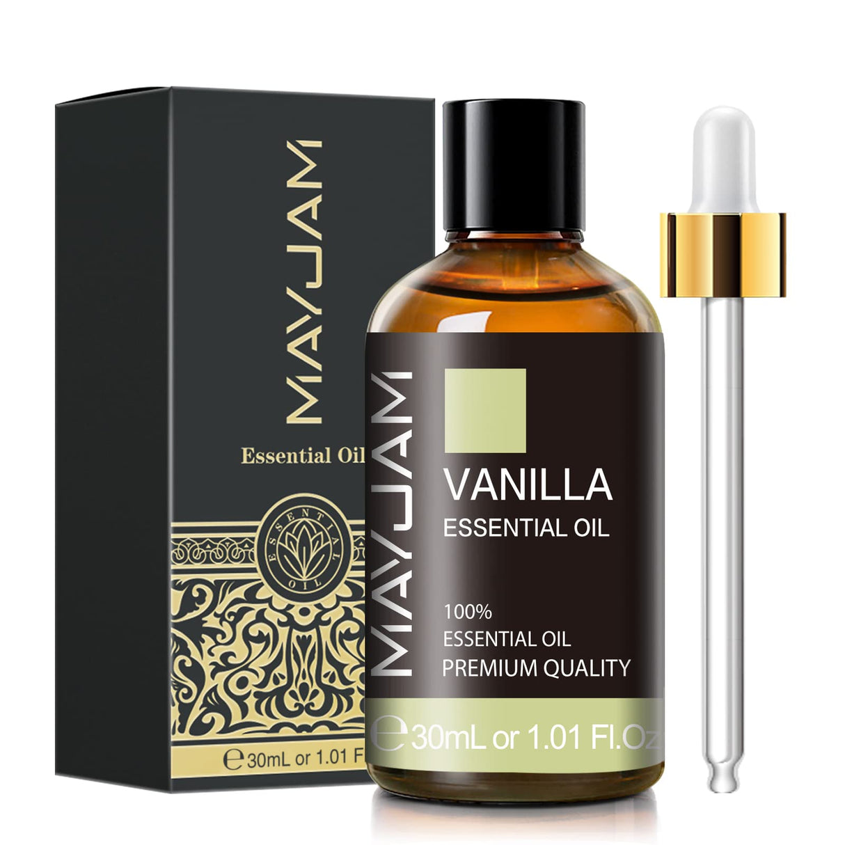 Vanilla Essential Oil 30ml/1.01fl.oz, MAYJAM Premium Vanilla Oils for Aromatherapy, Diffuser, Soap Making, Candle Making, Long Lasting Scents MAYJAM
