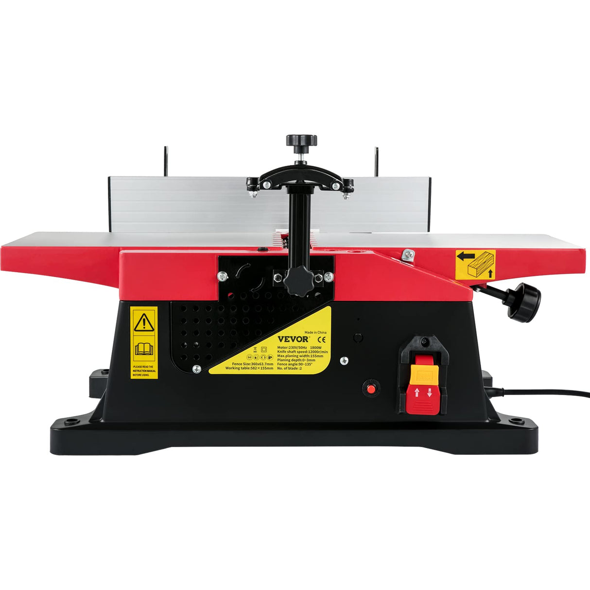 VEVOR Woodworking Benchtop Jointers 6inch with 1650W Motor,Heavy Duty Benchtop Planer Precise Cutterhead 2000rpm,2 Push Blocks Fence Depth Scale,Large Aluminum Work Table for Woodworking VEVOR