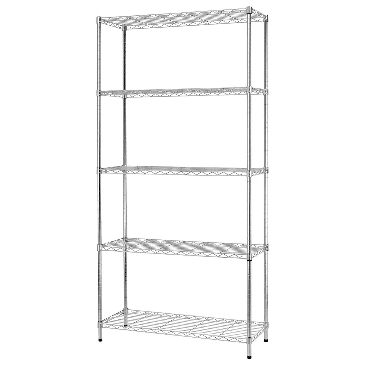 BestOffice | 5-Tier Wire Storage Shelves | 36x14x72 | Chrome | with Adjustable Racks | Heavy-Duty Metal Shelf, Holds Upto 1000 lbs | No-Tool Assembly | Ideal for Home & Garage Shelving BestOffice