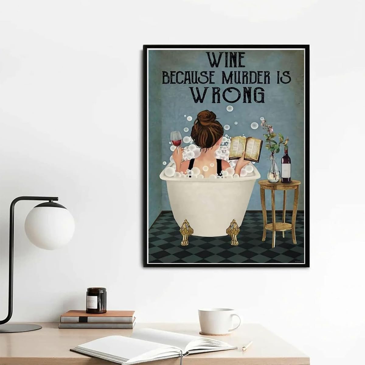 YEEIFFD 5D Diamond Painting Kits Wine Because Murder is Wrong Diamond Art Kits Perfect for Home Office Wall Decor 12x16inch YEEIFFD