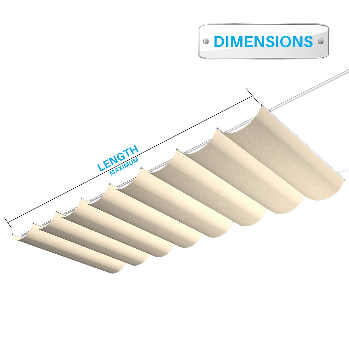 Patio Paradise 3'W x 16'L Waterproof Retractable Pergola Canopy Replacement Outdoor Shade Cover for Patio Garden Deck Gazebo Porch, Wave Sun Shade Awning with Slide on Wire Cable Hardware, Beige Patio