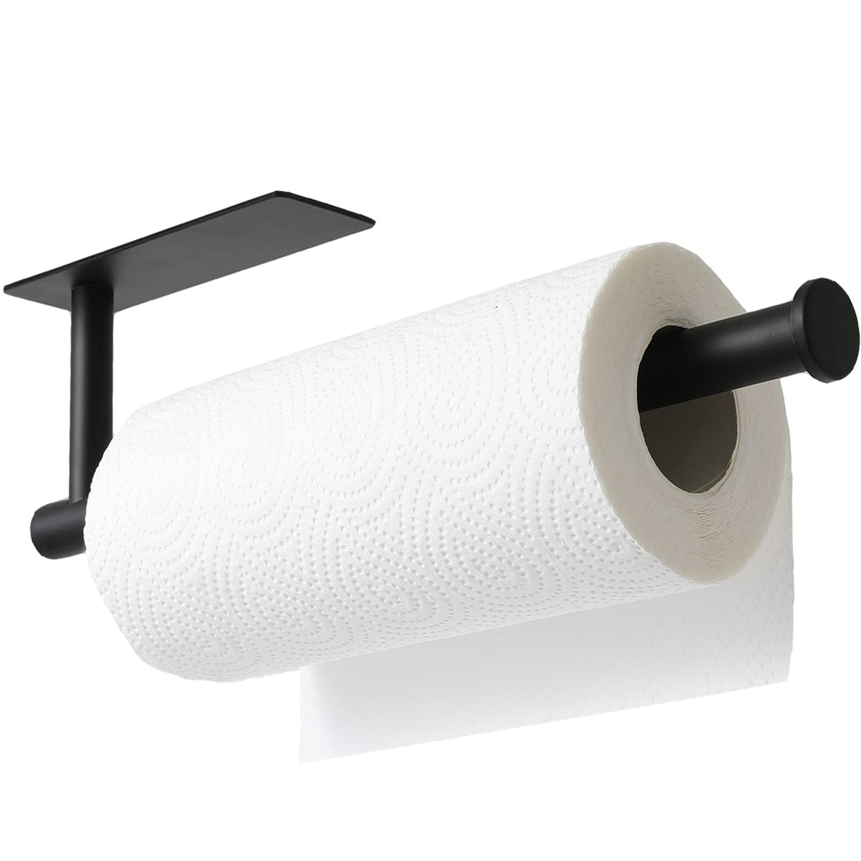 theaoo Paper Towel Holder - Under Cabinet Paper Towel Holder for Kitchen, Adhesive Paper Towel Roll Rack for Bathroom Towel, Wall Mounted Matte Black Paper Towel Rack, SUS304 Stainless Steel theaoo