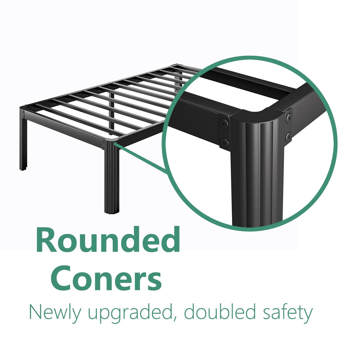 LAKKURI 14 Inch High Twin Bed Frame No Box Spring Needed, Platform Metal Bed Frame Twin, Heavy Duty, Noise Free, Easy Assembly, Black LAKKURI