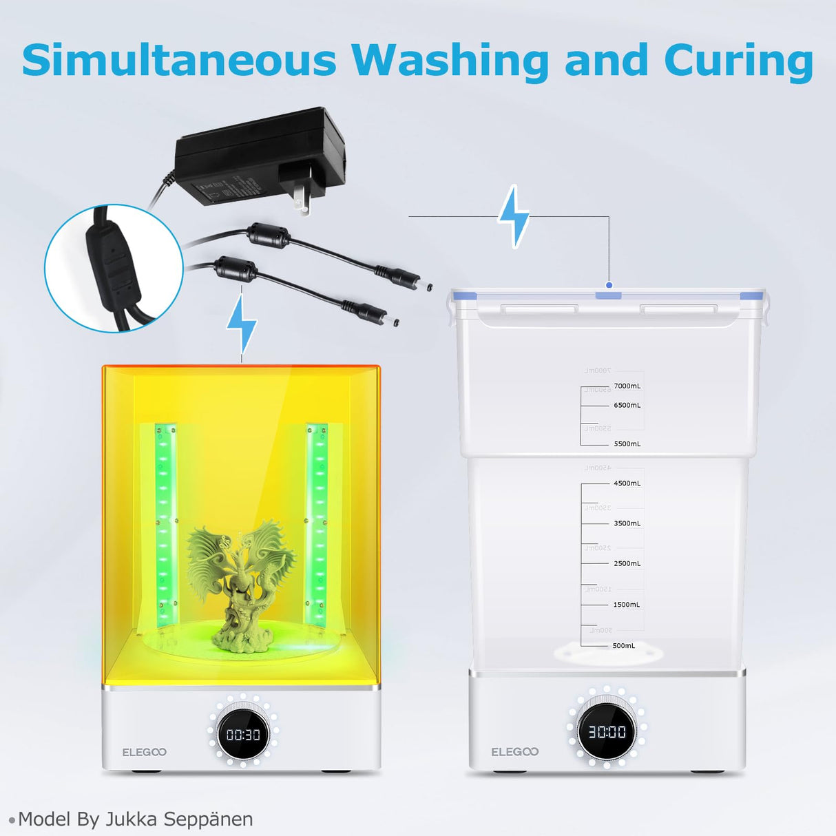 ELEGOO Mercury X Bundle Cure and Wash Large UV Curing Machine Resin Washing and Curing Machine for LCD/DLP/SLA 3D Printer Models ELEGOO