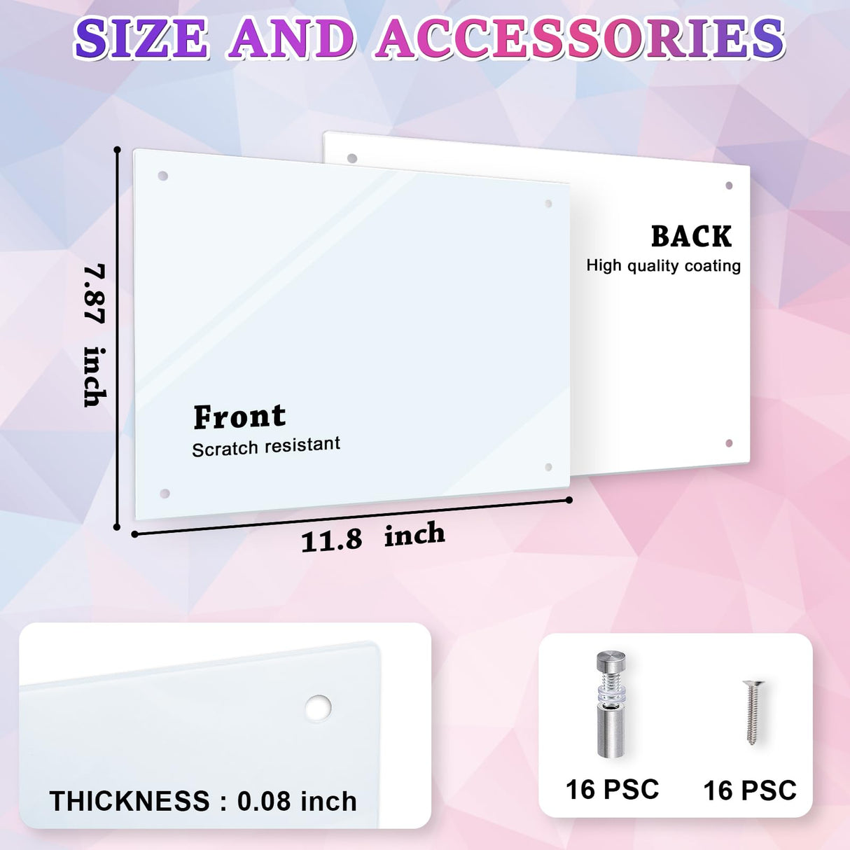 HYHOSHI 4Pack 7.87x11.8inch Sublimation Glass Photo Blanks, Wall Mount Tempered Glass Sublimation Blank Sign, Sublimation Blank DIY Picture Wall Frame Poster for Home Decor HYHOSHI
