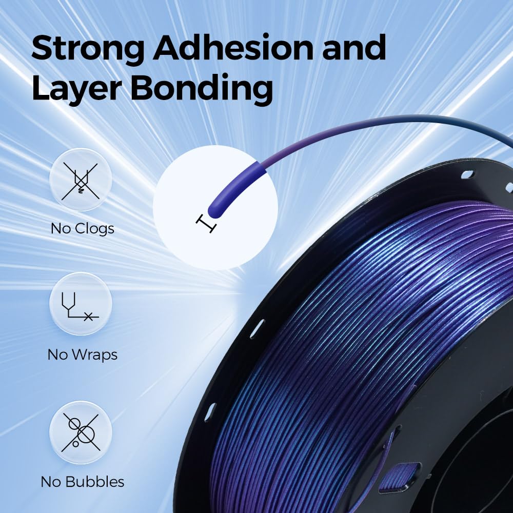 VOXELAB 3D Printer Filament Color Changeable PLA Filament 1.75mm, Burnt Titanium PLA 3D Printer Filament, Chameleon PLA 1kg (2.2lbs)-Dimensional Accuracy +/- 0.02mm, PLA Burnt Titanium Voxelab