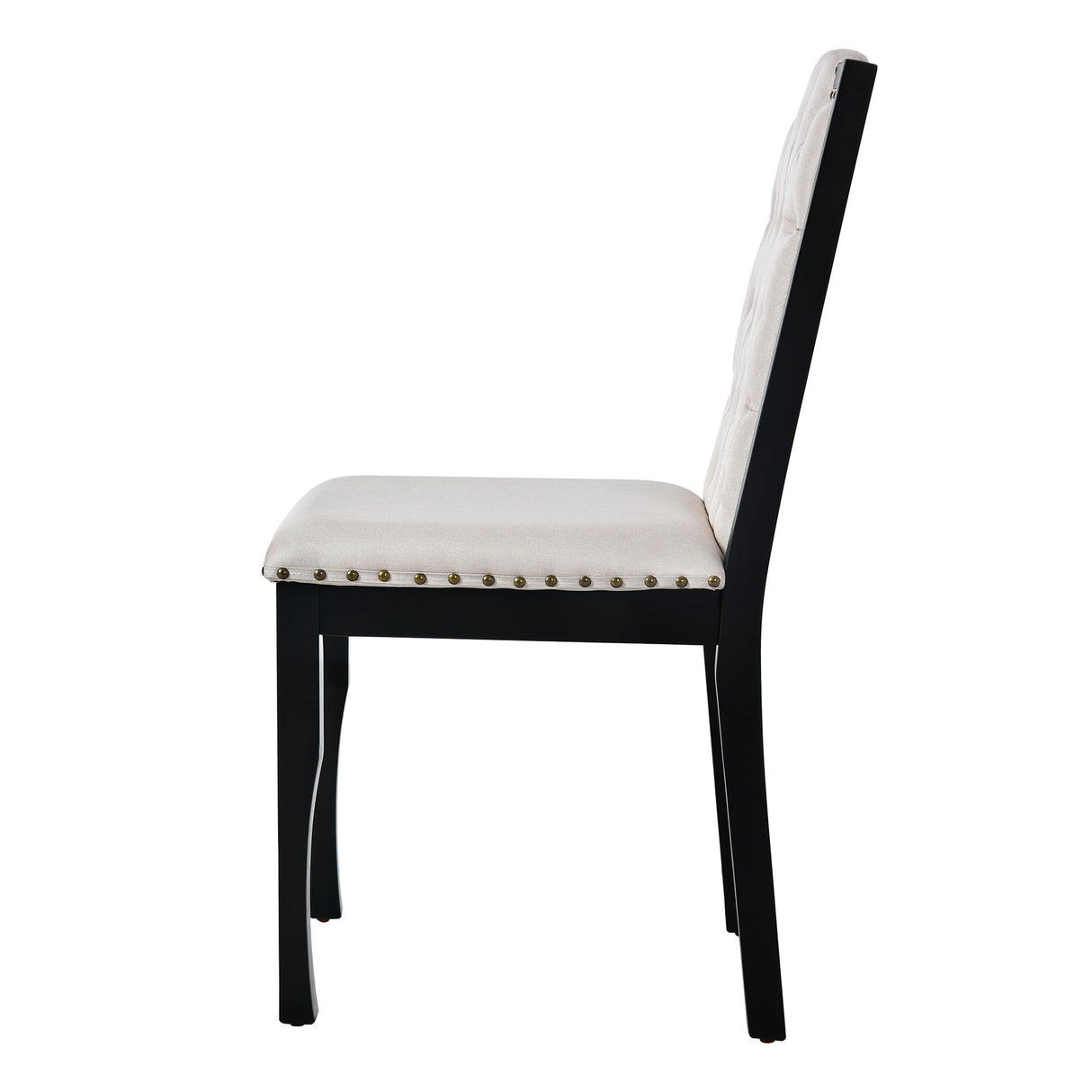 Merax 6 Piece Dining Table Set with Bench, 60" Wooden Rectangular Table with 4 High-Back Tufted Chairs & 1 Bench, Kitchen Dining Room Table Set for 6 People, Black Merax