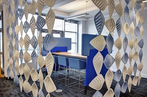 3D Leafs 12Pcs/Set 16.53"x10.24" Felt Fiber Surface High Density Polyester Board Room Hanging Screen Divider Home Panel DIY Home Decor (Black) OSHIYINN