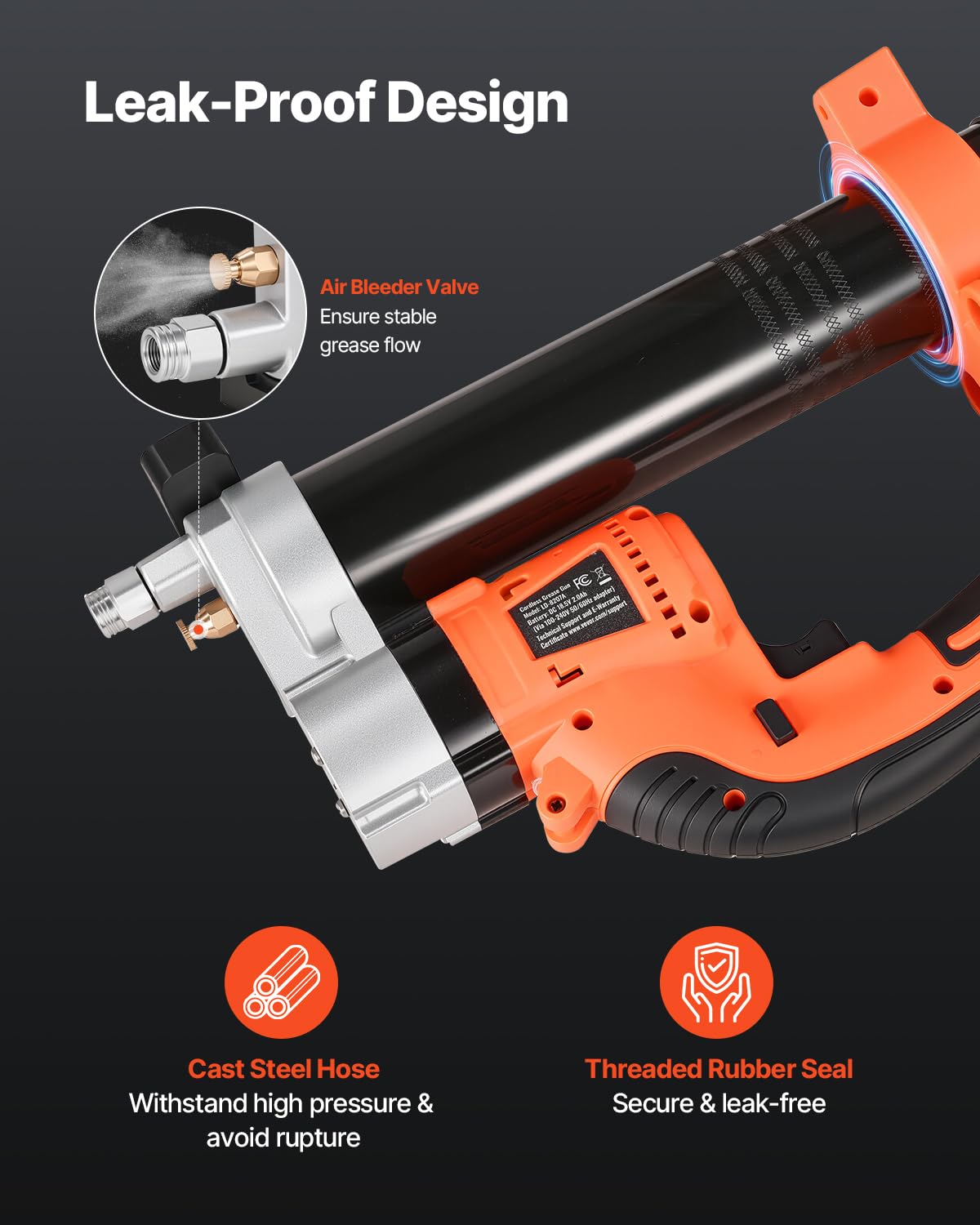 VEVOR Cordless Grease Gun, 8000 PSI Max Pressure, Electric Grease with LED Light & 35.4-inch Hose, Compatible with 18V Makita Battery, Suitable for Greasing Vehicles or Machines(No Battery,Tool Only) VEVOR