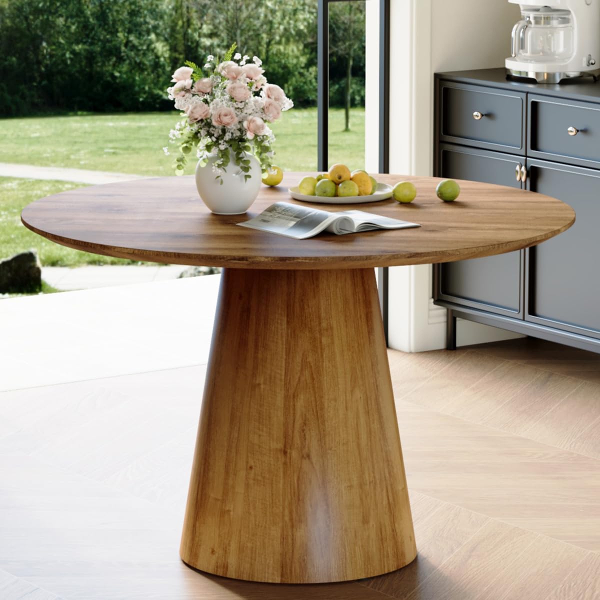 BAOPIN Round Dining Table, Small Round Dining Room Table 45 Inch, Round Kitchen Table, Wood Dining Table, Saving Space(Wood, 45'' Round Table) BAOPIN