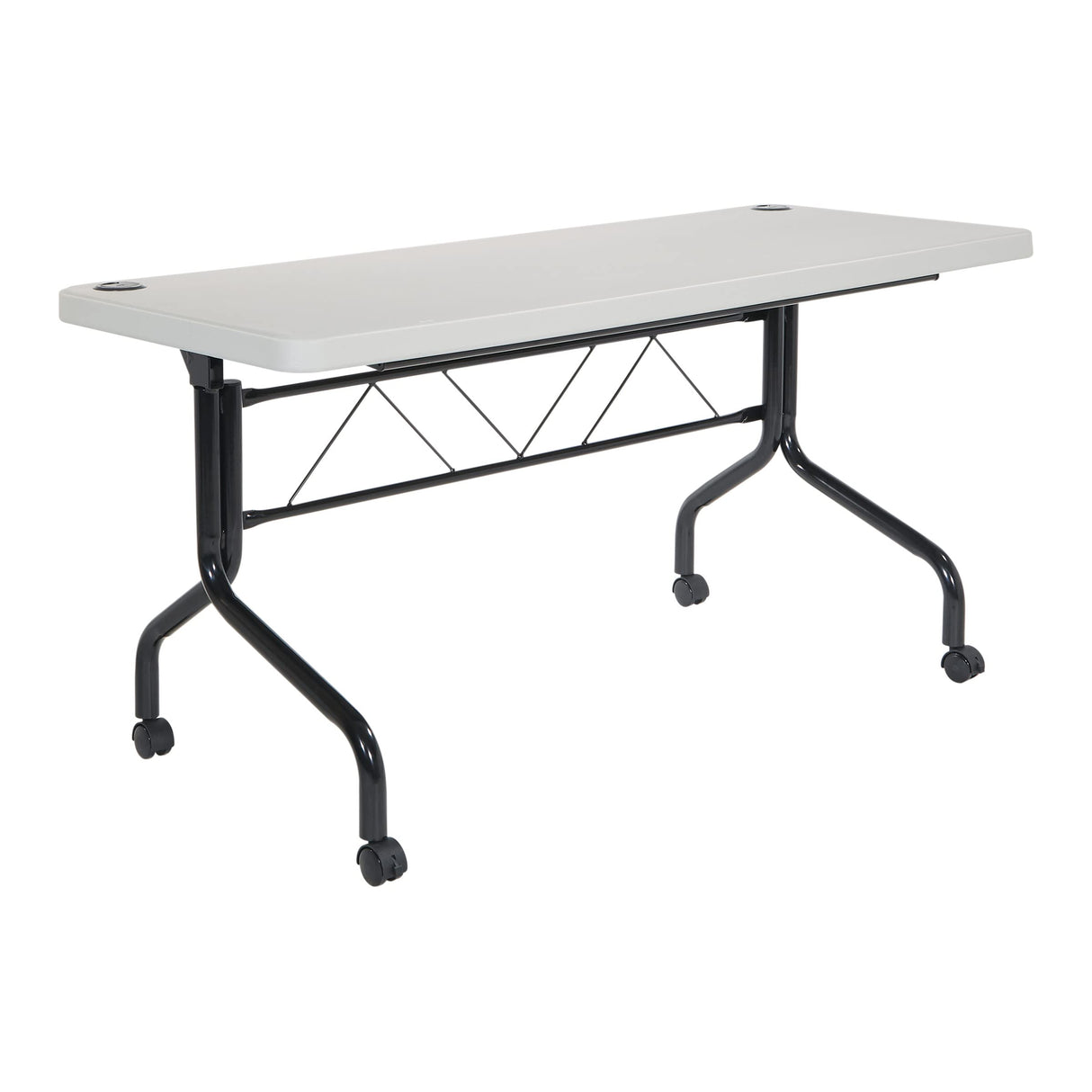 Office Star Resin Multipurpose Flip Training Table with Locking Casters for Home or Office Use, 5 Feet Light Gray Office Star Products