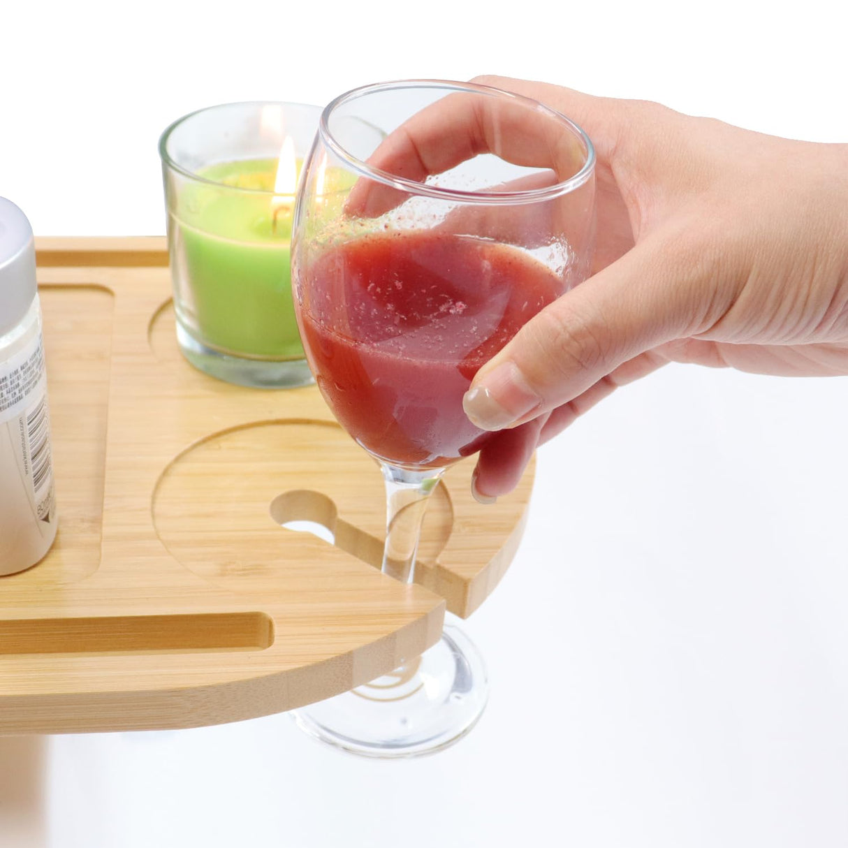 YUHFERA Sofa Tray Table for Couch Arm - Side Table Tray for Small Spaces, Bamboo Height Adjustable Table for Bed or Chair with Phone & Tablet Slots, TV Tray Table for Living Room YUHFERA